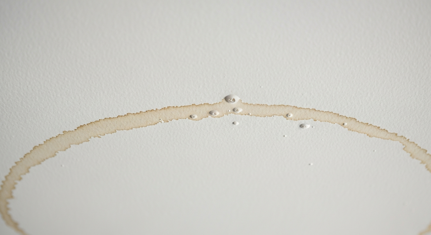 Water stain and bubbling paint on ceiling