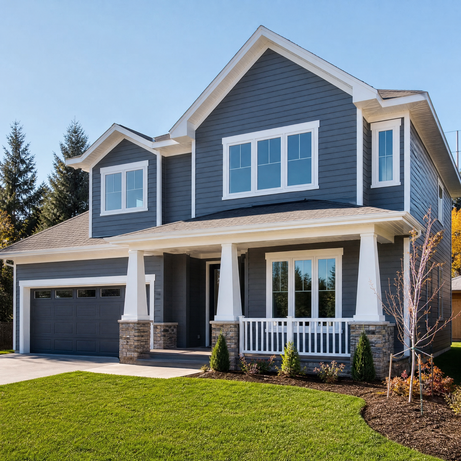 Windsor home after new grey siding installation